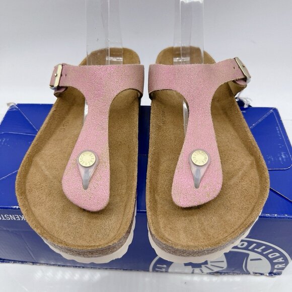 Birkenstock Gizeh Sandal Washed Pink Metallic Thong Women EU 37 US 6-6.5 Regular - Picture 4 of 11